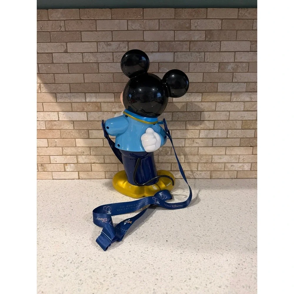 Disney Parks Mickey 50th Anniversary Popcorn‎ Bucket Strap Blue Gold